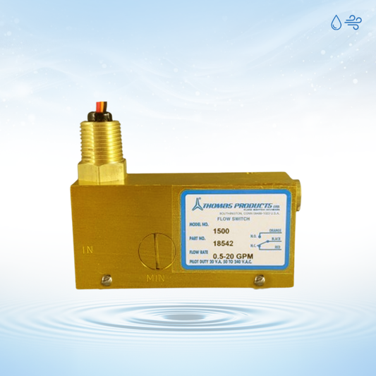 Piston Vane Flow Switch Liquid / Water / Oil or Gas / Air - Brass - 1500 Series